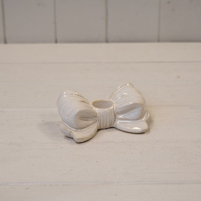 Satchville Stone Glazed Bow Candle Holder