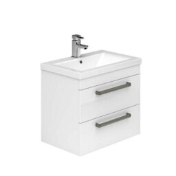 Plum&clay Novela Gloss White Wall Hung Vanity Unit With Ceramic Basin Bathroom Furniture (W)600mm