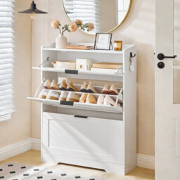 Shoe Cabinet W/ 3 Flip Compartments Shoe Storage Unit Shoe Rack 80X24X105 Cm - thumbnail 1