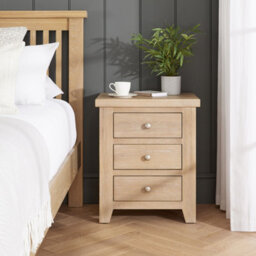 The Furniture Market Cheshire Whitewash Oak 3 Drawer Bedside Solid Oak Shaker Style Whitewashed Finish Two Handle Options Durable & Stylish Oak Table - thumbnail 7