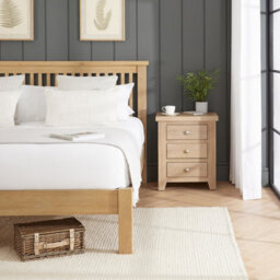 The Furniture Market Cheshire Whitewash Oak 3 Drawer Bedside Solid Oak Shaker Style Whitewashed Finish Two Handle Options Durable & Stylish Oak Table - thumbnail 5