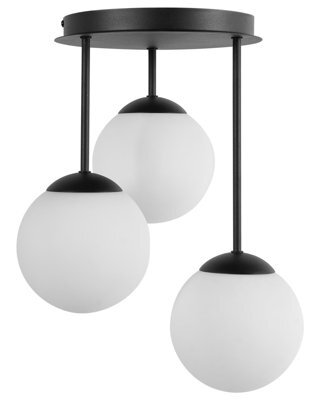 Beliani 3-Light Black Metal Ball Ceiling Lamp, Contemporary Pendant With Frosted Glass Shades, W35 X H43Cm - image 1