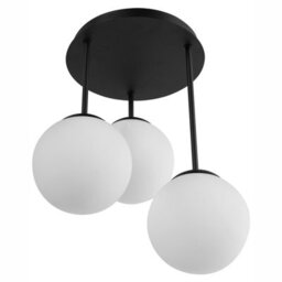Beliani 3-Light Black Metal Ball Ceiling Lamp, Contemporary Pendant With Frosted Glass Shades, W35 X H43Cm - thumbnail 3