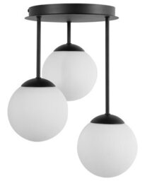 Beliani 3-Light Black Metal Ball Ceiling Lamp, Contemporary Pendant With Frosted Glass Shades, W35 X H43Cm - thumbnail 1
