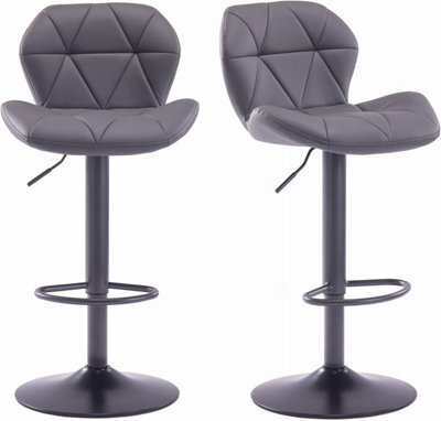 Hnnhome Set Of 2 Grey Modern Luna Padded Swivel Height Adjustable Faux Leather Breakfast Kitchen Barstools - image 1