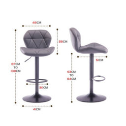 Hnnhome Set Of 2 Grey Modern Luna Padded Swivel Height Adjustable Faux Leather Breakfast Kitchen Barstools - thumbnail 2