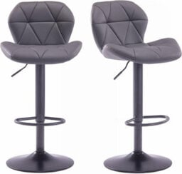 Hnnhome Set Of 2 Grey Modern Luna Padded Swivel Height Adjustable Faux Leather Breakfast Kitchen Barstools - thumbnail 1