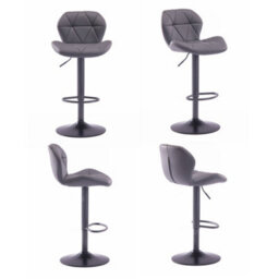 Hnnhome Set Of 2 Grey Modern Luna Padded Swivel Height Adjustable Faux Leather Breakfast Kitchen Barstools - thumbnail 3