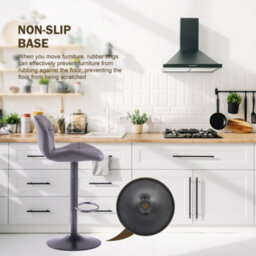 Hnnhome Set Of 2 Grey Modern Luna Padded Swivel Height Adjustable Faux Leather Breakfast Kitchen Barstools - thumbnail 5