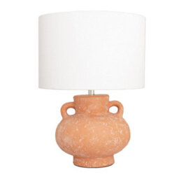 Valuelights Theo Linen Drum Lamp Shade Terracotta Vase Hand Finished Table Lamp And Led Bulb - thumbnail 2