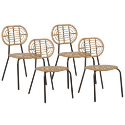 Beliani Set Of 4 Garden Chairs Pratello Pe Rattan Natural - thumbnail 1