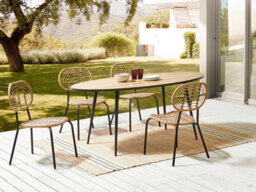 Beliani Set Of 4 Garden Chairs Pratello Pe Rattan Natural - thumbnail 2