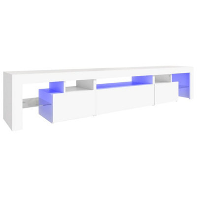 Berkfield Modern Tv Cabinet With Led Lights White 215X36.5X40 Cm - image 1
