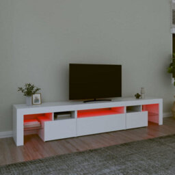 Berkfield Modern Tv Cabinet With Led Lights White 215X36.5X40 Cm - thumbnail 5