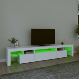 Berkfield Modern Tv Cabinet With Led Lights White 215X36.5X40 Cm - thumbnail 4