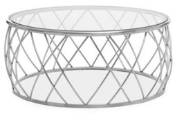 Orsina Luxurious Silver Coffee Table With Clear Glass, Decorative Round Table For Hallways, Stylish Coffee Table - thumbnail 6