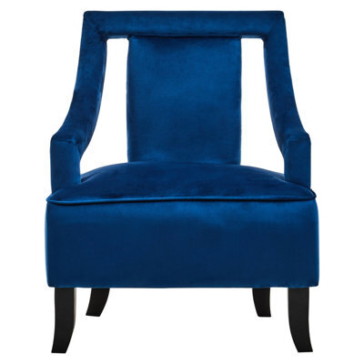 Orsina Midnight Blue Velvet Chair, Plush Midnight-Blue Velvet Upholstery With Curved Back, Metal Legs Seating - image 1