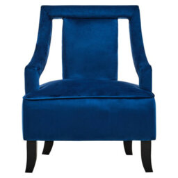 Orsina Midnight Blue Velvet Chair, Plush Midnight-Blue Velvet Upholstery With Curved Back, Metal Legs Seating - thumbnail 2