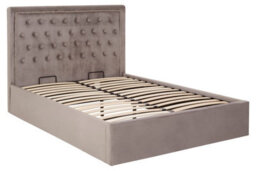 Orsina Elegant Steel Velvet Double Bed, Minimalist Double Bed For Bedroom, Velvet Upholstered Stud Detail Bed - thumbnail 4