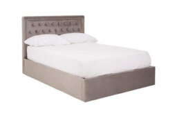 Orsina Elegant Steel Velvet Double Bed, Minimalist Double Bed For Bedroom, Velvet Upholstered Stud Detail Bed - thumbnail 6
