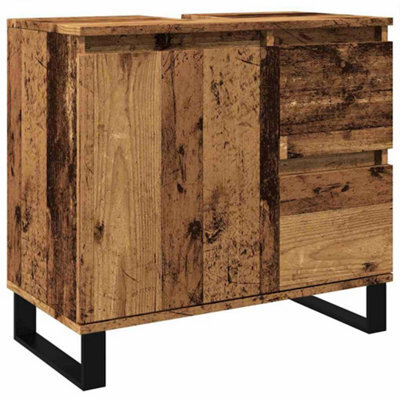Berkfield Industrial Bathroom Sink Cabinet Old Wood 65X33X60 Cm Engineered Wood