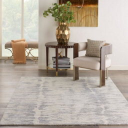 Ivory Slate Wool Luxurious Plain Easy To Clean Handmade Dining Room Bedroom And Living Room Rug -168Cm X 226Cm - thumbnail 1