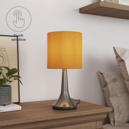 GoodHome Painswick Cylinder Satin Yellow Nickel Effect Table Lamp - thumbnail 8
