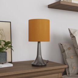 GoodHome Painswick Cylinder Satin Yellow Nickel Effect Table Lamp - thumbnail 7