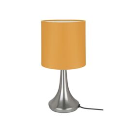 GoodHome Painswick Cylinder Satin Yellow Nickel Effect Table Lamp - thumbnail 3