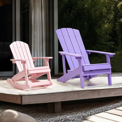 Beliani Kids Rocking Chair Pink - Weather-Resistant Faux-Wood, Modern Outdoor And Indoor Patio Chair For Children - image 1