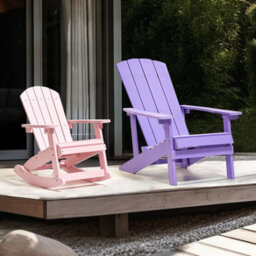 Beliani Kids Rocking Chair Pink - Weather-Resistant Faux-Wood, Modern Outdoor And Indoor Patio Chair For Children - thumbnail 1