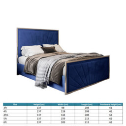 Roxy Upholstered Soft Velvet Metal Blue Bed Frame - thumbnail 4