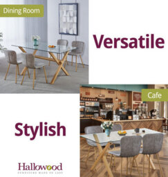 Hallowood Furniture Dining Table Set, Glass Top Table And 4 Taupe Faux Leather Chairs With Metal Legs - thumbnail 6