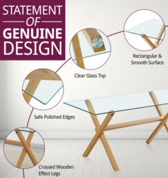 Hallowood Furniture Dining Table Set, Glass Top Table And 4 Taupe Faux Leather Chairs With Metal Legs - thumbnail 4