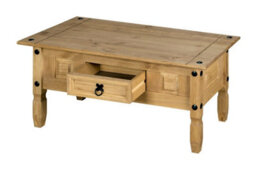 Mews Corona Pine Coffee Table 1 Drawer Solid Wood Occasional Table - thumbnail 3