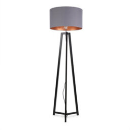 Valuelights Lottie Black Wood Tripod Floor Lamp With Grey/gold Drum Shade - thumbnail 2