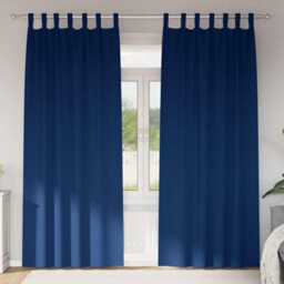 Berkfield Curtains With Curtains 2 Pcs Dark Blue 245 X 140 Cm Polyester