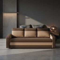 Orion A Compact Upholstered Sofa Bed With Storage Pull Out Guest Bed In Brown And Light Brown - thumbnail 5