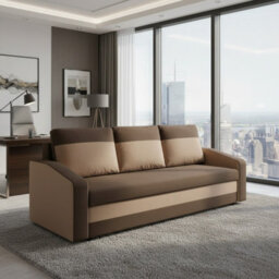 Orion A Compact Upholstered Sofa Bed With Storage Pull Out Guest Bed In Brown And Light Brown