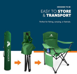 Voyager Pouch Folding Camping Chair 2-Pack, Lightweight With Pocket And Drinks Holder - Green - thumbnail 6