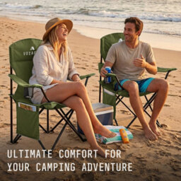 Voyager Pouch Folding Camping Chair 2-Pack, Lightweight With Pocket And Drinks Holder - Green - thumbnail 8