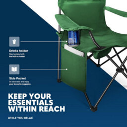 Voyager Pouch Folding Camping Chair 2-Pack, Lightweight With Pocket And Drinks Holder - Green - thumbnail 5