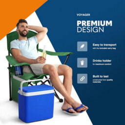 Voyager Pouch Folding Camping Chair 2-Pack, Lightweight With Pocket And Drinks Holder - Green - thumbnail 4