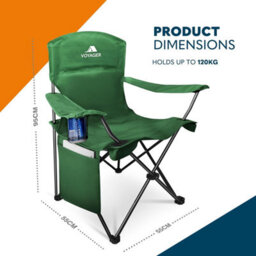 Voyager Pouch Folding Camping Chair 2-Pack, Lightweight With Pocket And Drinks Holder - Green - thumbnail 3