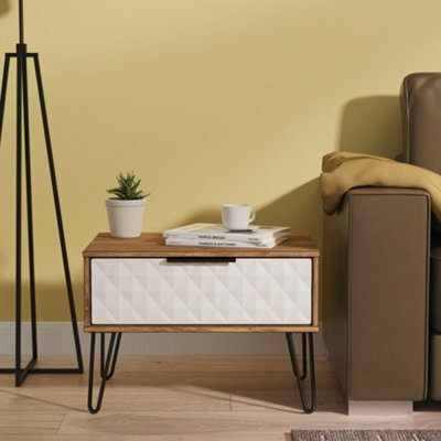 Anzio Matt Vintage Oak Effect 1 Drawer Non-Extendable Side Table (H)407mm (W)575mm (D)395mm - image 1