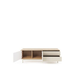 Arte  Tila Tv Cabinet 160Cm - Cashmere & Oiled Oak, Push-To-Open Doors, Drawers & Led Lighting - thumbnail 3