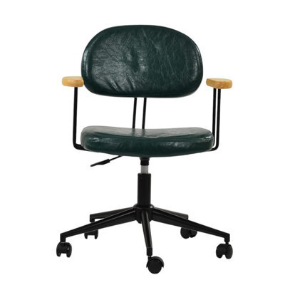 Lakeland Furniture Laxi Forest Green Faux Leather Black Swivel An Height Adjustable Base Office Chair - image 1