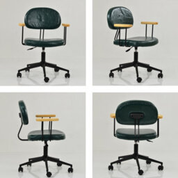 Lakeland Furniture Laxi Forest Green Faux Leather Black Swivel An Height Adjustable Base Office Chair - thumbnail 2