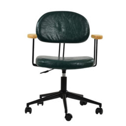 Lakeland Furniture Laxi Forest Green Faux Leather Black Swivel An Height Adjustable Base Office Chair - thumbnail 1