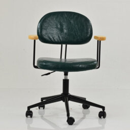 Lakeland Furniture Laxi Forest Green Faux Leather Black Swivel An Height Adjustable Base Office Chair - thumbnail 3